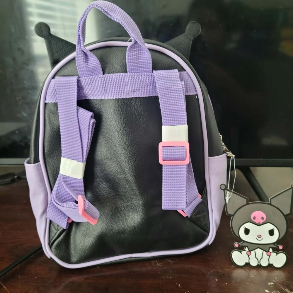 Cute Character Kids Backpack - Black and Purple - Picture 3 of 5